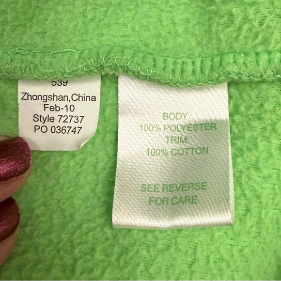 Lilly Pulitzer Green Collared Fleece Full Zip up Jacket Side Pockets large - Picture 6 of 7